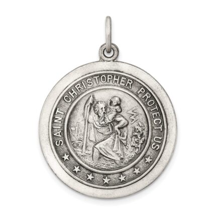 Sterling Silver Antiqued St. Christopher Medal