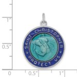 Sterling Silver Platinum-plated Enameled St. Christopher Medal - Image 4