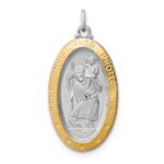 Sterling Silver Platinum-plated & Vermeil St. Christopher Medal