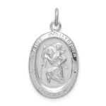 Sterling Silver Platinum-plated St. Christopher Medal