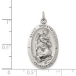 Sterling Silver Antiqued St. Christopher Medal - Image 3