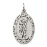 Sterling Silver Antiqued St. Christopher Medal