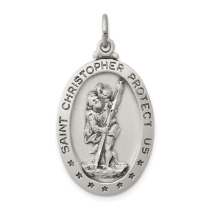 Sterling Silver Antiqued St. Christopher Medal