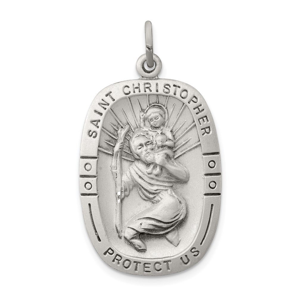 QC3562.jpg Sterling Silver Antiqued St. Christopher Medal - Image 1