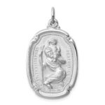 Sterling Silver Platinum-plated St. Christopher Medal