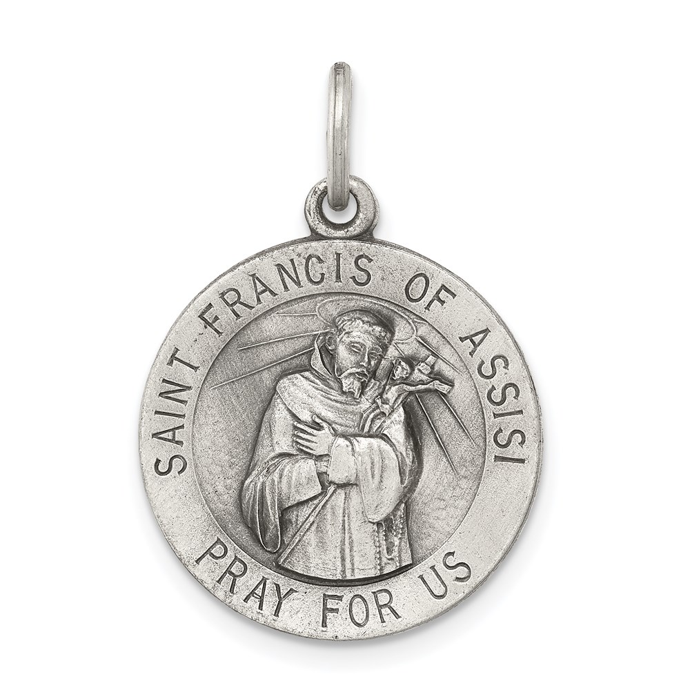 QC3585.jpg Sterling Silver Antiqued Saint Francis of Assisi Medal - Image 1