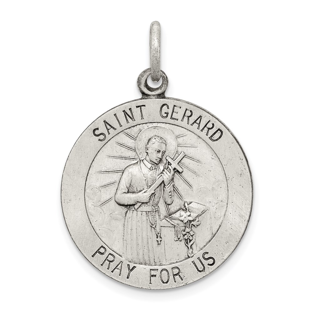 QC3589.jpg Sterling Silver Antiqued Saint Gerard Medal - Image 1