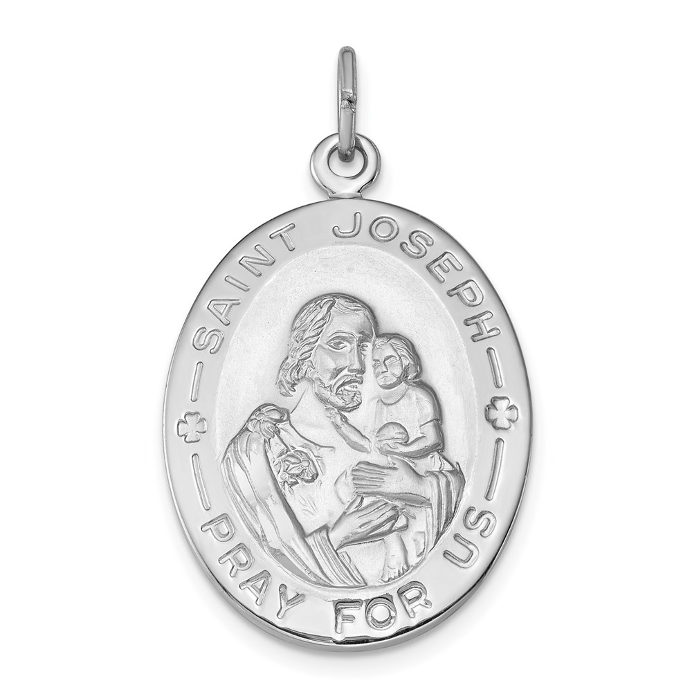 QC3599.jpg Sterling Silver Platinum-plated St. Joseph Medal - Image 1