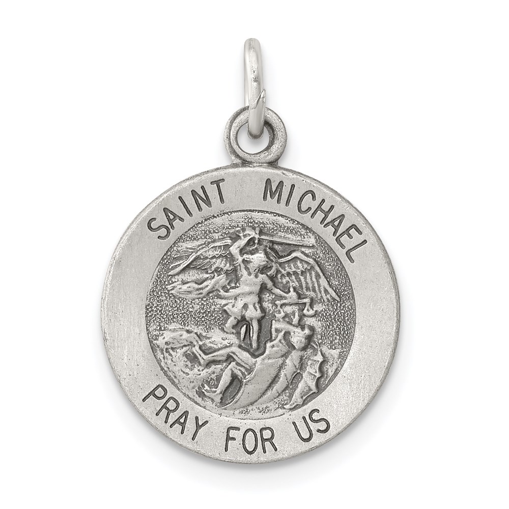 QC3608.jpg Sterling Silver Antiqued Saint Michael Medal - Image 1