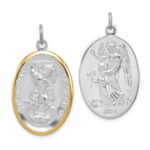 Sterling Silver Reversible Platinum-plated & Vermeil St. Michael Medal - Image 4