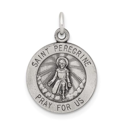 Sterling Silver Antiqued St. Peregrine Medal