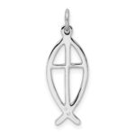 Sterling Silver Platinum-plated Ichthus Fish Charm - Image 3
