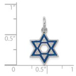 Sterling Silver Rhodium-plated Enameled Blue Star of David Charm - Image 3