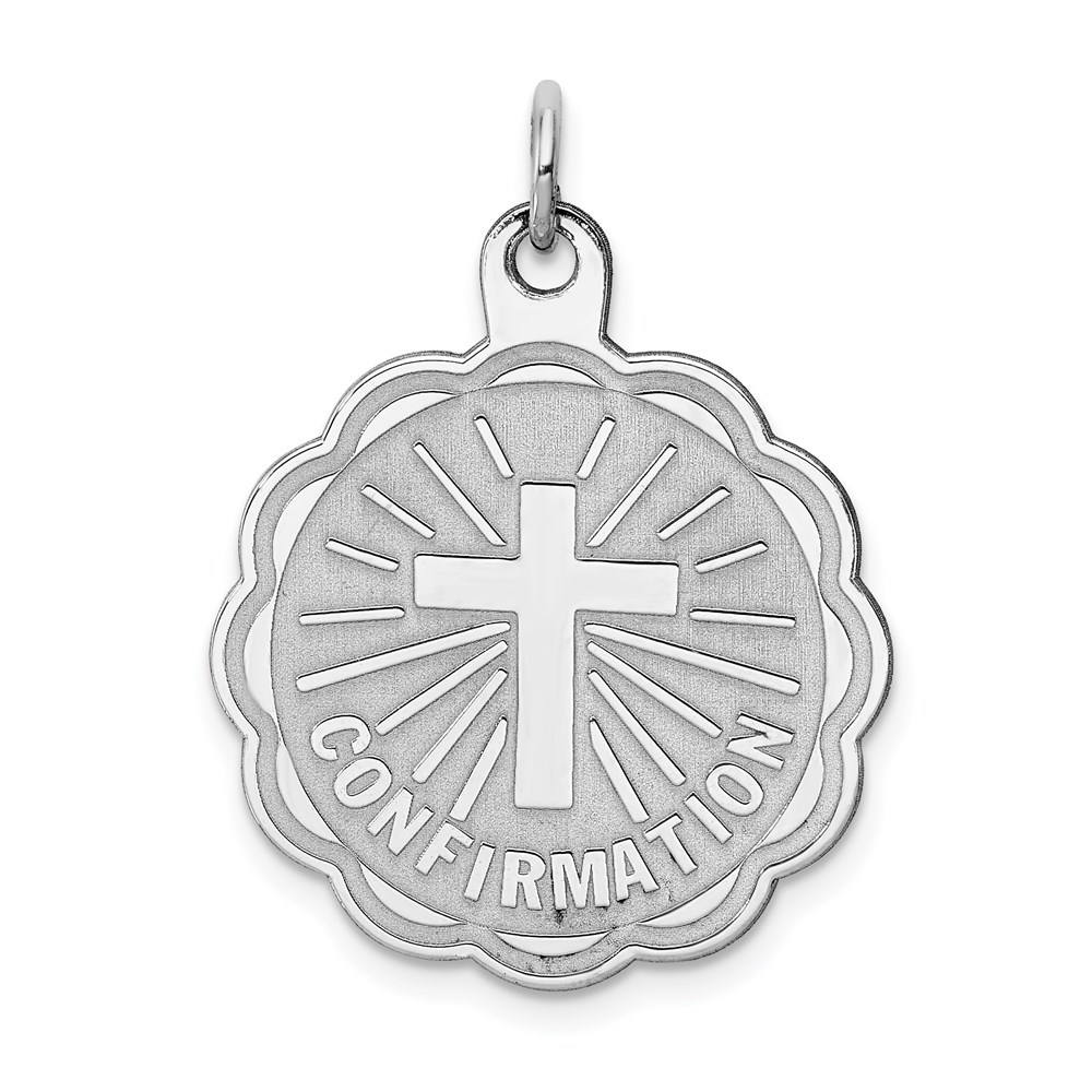 QC371.jpg Sterling Silver Rhodium-plated Confirmation Disc Charm - Image 1