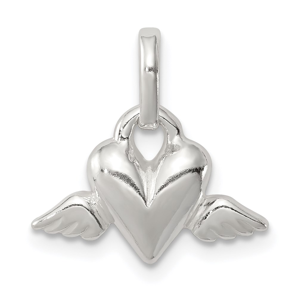 QC3719.jpg Sterling Silver Heart w/Wings Charm - Image 1