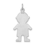 Sterling Silver Rhodium-plated Engravable Boy Polished Disc Charm - Image 4