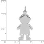 Sterling Silver Rhodium-plated Engravable Boy Polished Disc Charm - Image 3