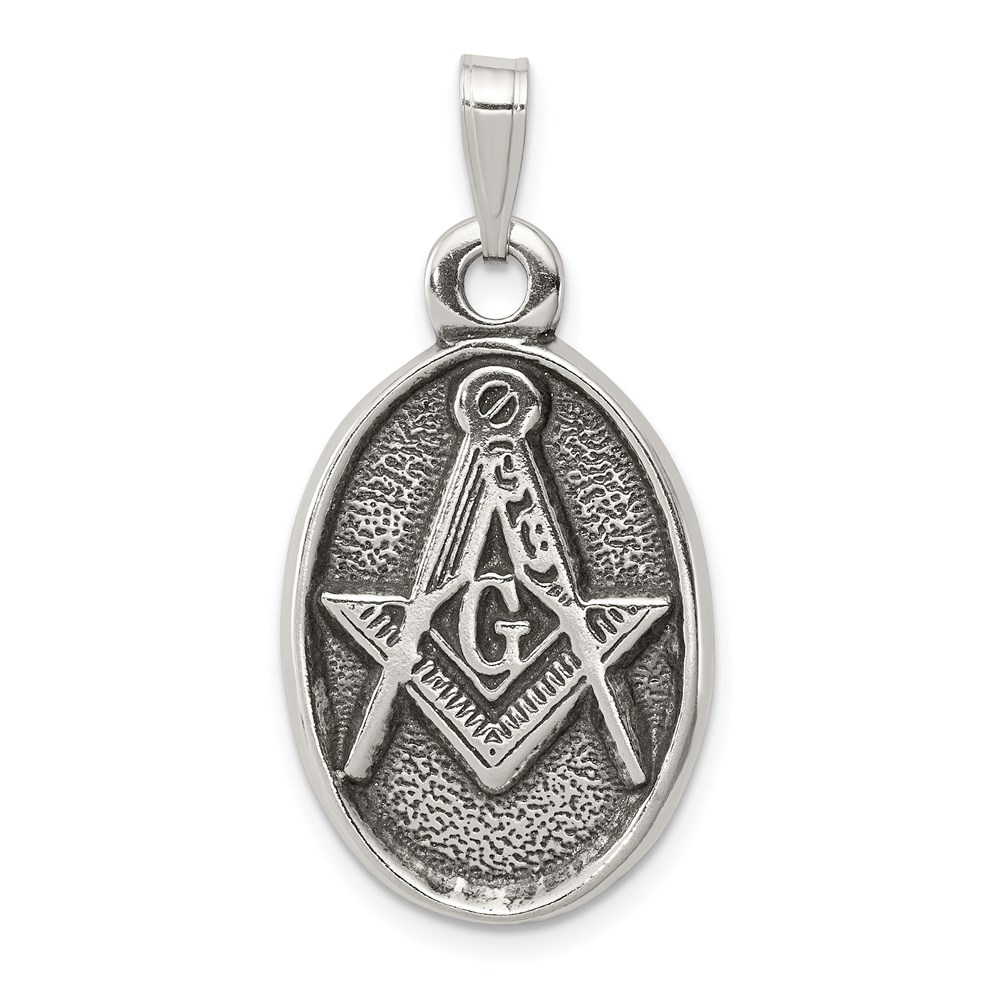 QC3819.jpg Sterling Silver Antiqued Masonic Pendant - Image 1