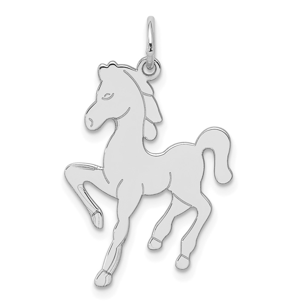 QC3838.jpg Sterling Silver Rhodium-plated Horse Disc - Image 1