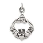 Sterling Silver Antiqued Claddagh Pendant