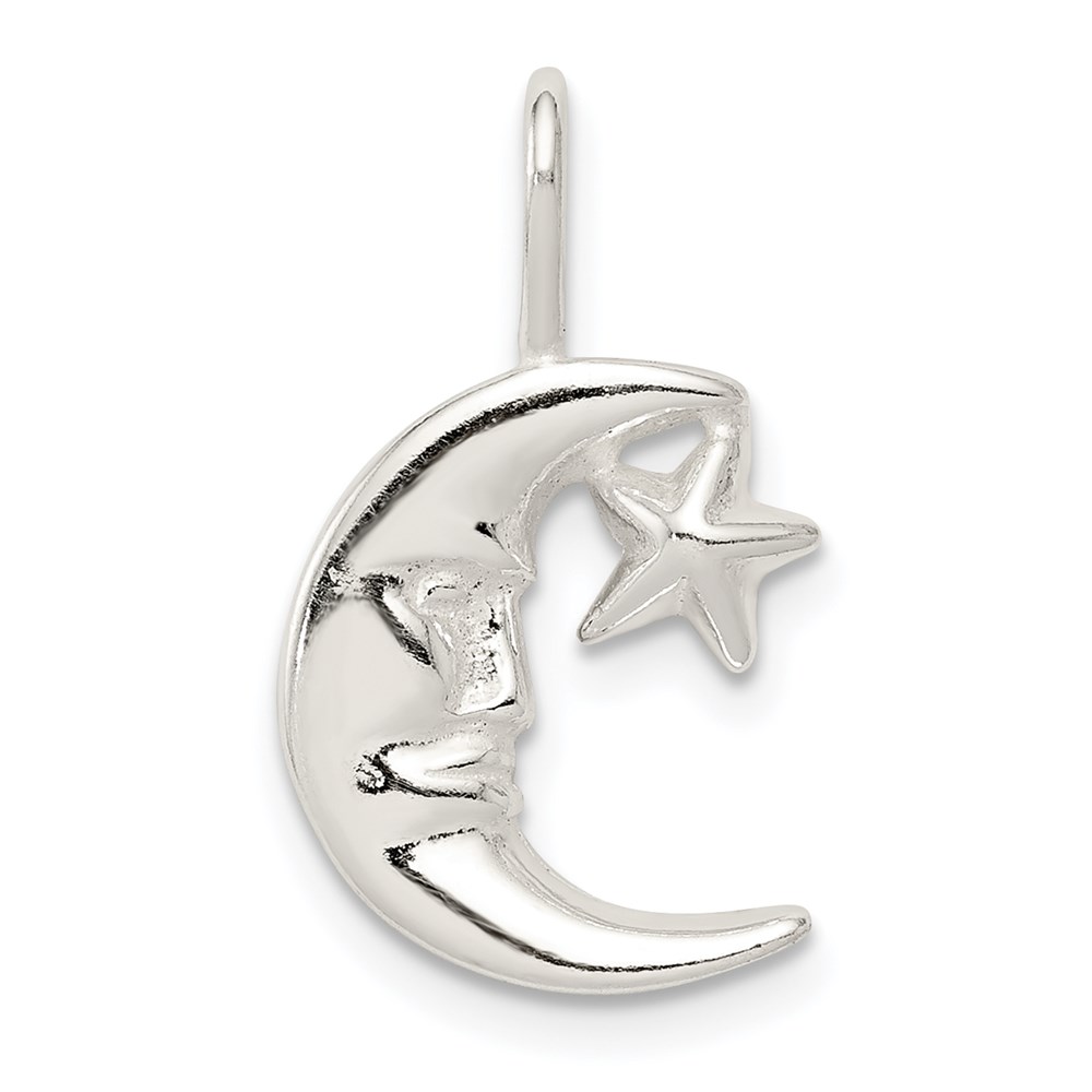 QC3889.jpg Sterling Silver Moon w/Star Charm - Image 1