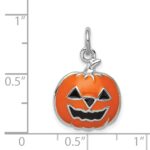 Sterling Silver Rhodium-plated Orange Jack-a-Lantern Charm - Image 4