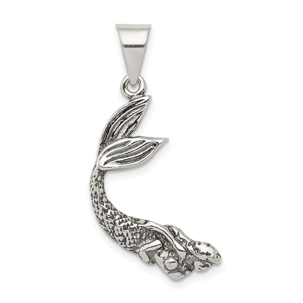 QC3918.jpg Sterling Silver Antiqued Mermaid Pendant - Image 1