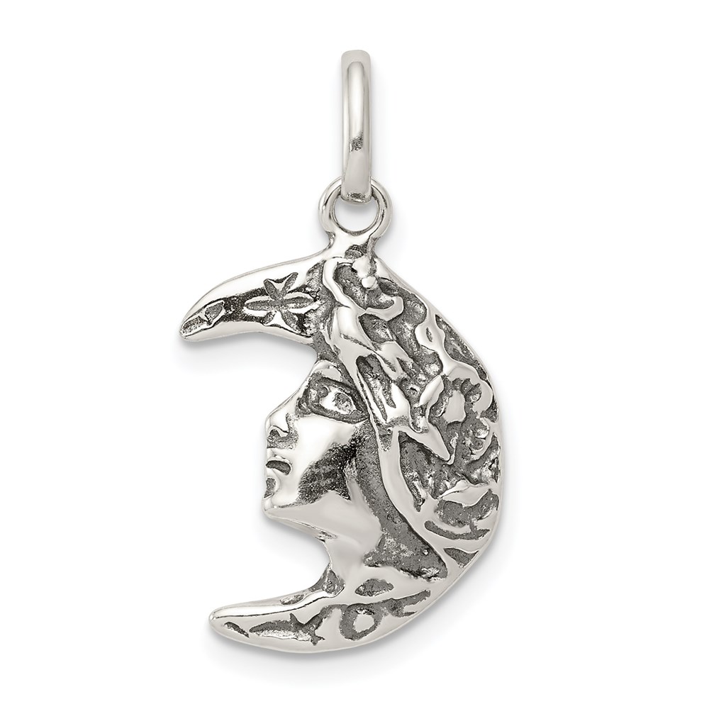 QC3922.jpg Sterling Silver Antiqued Moon Charm - Image 1