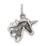 Sterling Silver Antiqued Unicorn Head Charm - Image 4