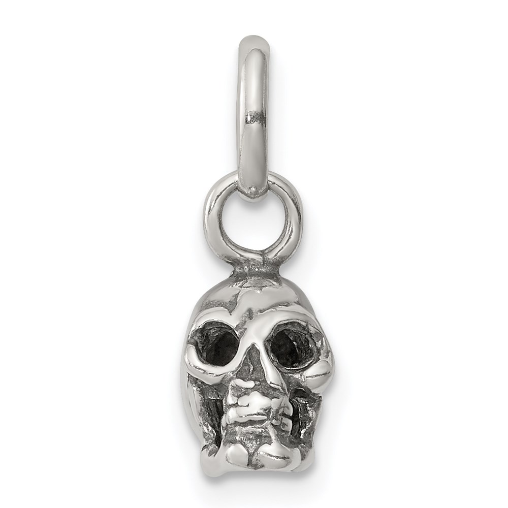 QC3929.jpg Sterling Silver Antiqued Skull Charm - Image 1