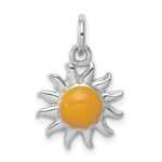 Sterling Silver Rhodium-plated Yellow Sun Charm