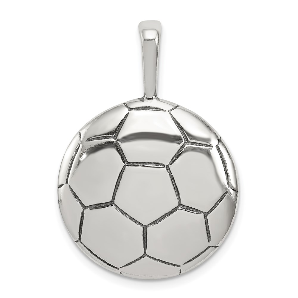 QC4141.jpg Sterling Silver Antiqued Soccer Ball Pendant - Image 1