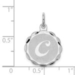 Sterling Silver Rhodium-plated Brocaded Letter C Initial Charm - Image 3