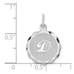 Sterling Silver Rhodium-plated Brocaded Letter D Initial Charm - Image 4