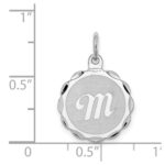 Sterling Silver/Rhodium-plated Brocaded Letter M Initial Pendant - Image 4