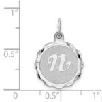 Sterling Silver/Rhodium-plated Brocaded Letter N Initial Pendant - Image 4