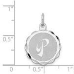 Sterling Silver/Rhodium-plated Brocaded Letter P Initial Pendant - Image 4