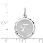 Sterling Silver/Rhodium-plated Brocaded Letter T Initial Pendant - Image 4