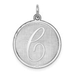 Sterling Silver Rhodium-plated Brocaded Letter C Initial Charm