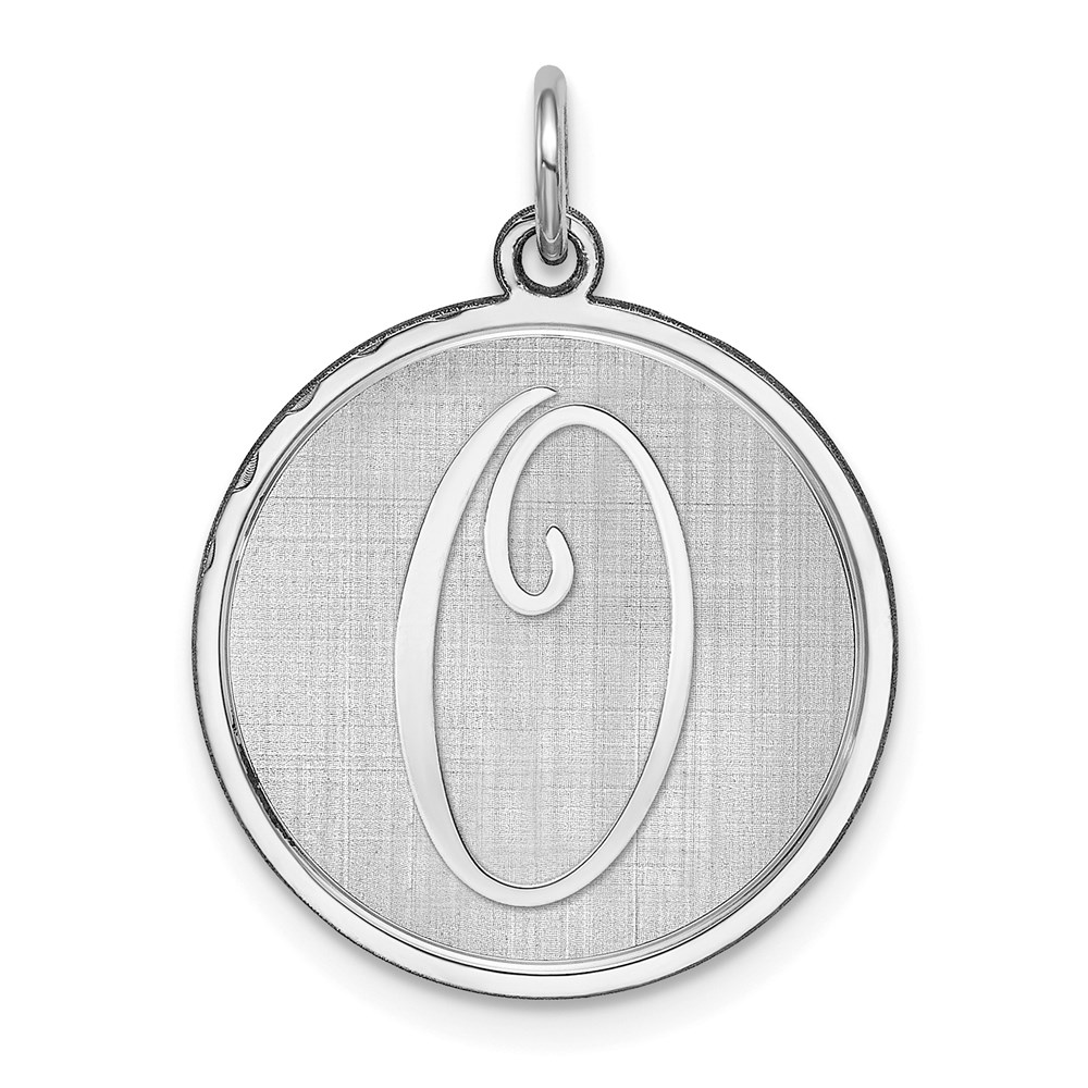 QC4162O.jpg Sterling Silver Rhodium-plated Brocaded Letter O Initial Charm - Image 1