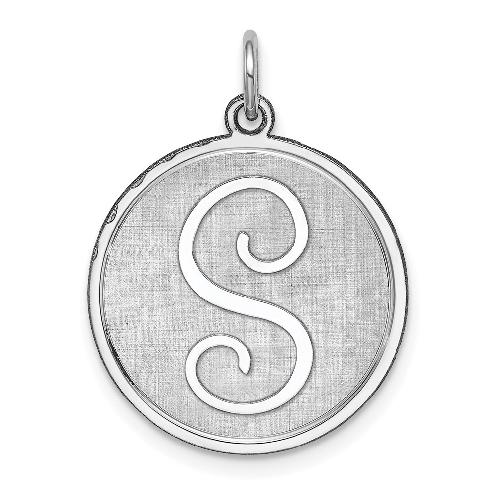 QC4162S.jpg Sterling Silver Rhodium-plated Brocaded Letter S Initial Charm - Image 1