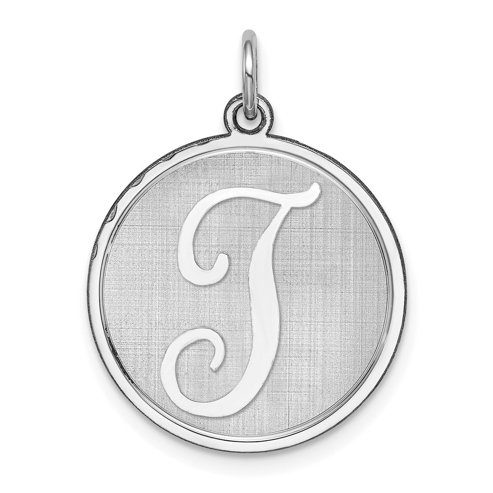 QC4162T.jpg Sterling Silver Rhodium-plated Brocaded Letter T Initial Charm - Image 1