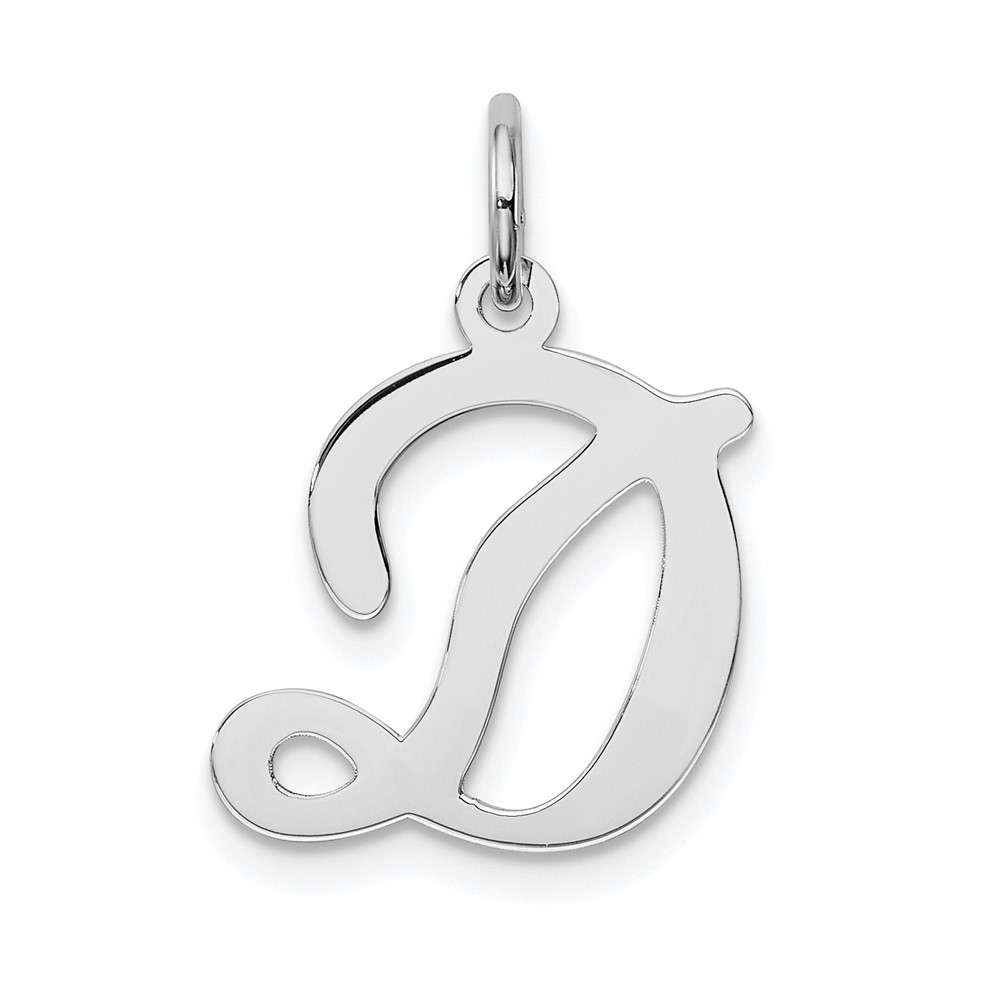 QC4163D.jpg Sterling Silver Rhodium-plated Stamped Letter D Initial Charm - Image 1