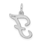 Sterling Silver Rhodium-plated Stamped Letter F Initial Charm - Image 3