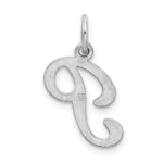 Sterling Silver Rhodium-plated Stamped Letter P Initial Charm - Image 3