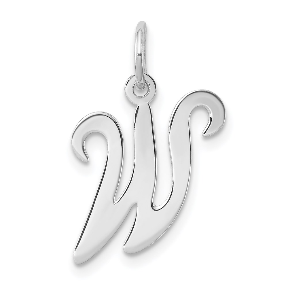 QC4163W.jpg Sterling Silver Rhodium-plated Stamped Letter W Initial Charm - Image 1