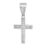 Sterling Silver Rhodium-plated CZ Cross Pendant