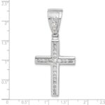 Sterling Silver Rhodium-plated CZ Cross Pendant - Image 3