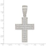 Sterling Silver Rhodium-plated CZ Cross Pendant - Image 3