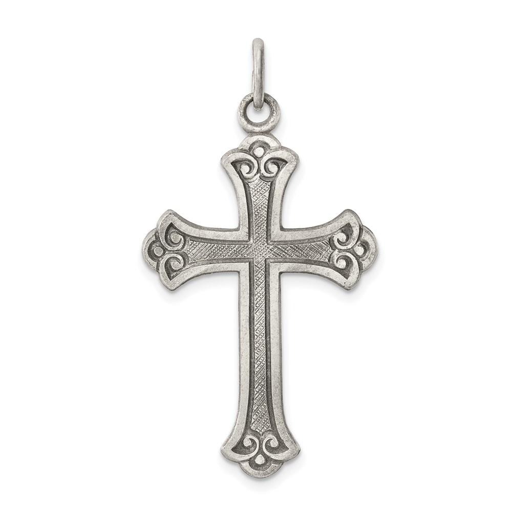 QC436.jpg Sterling Silver Antiqued Cross Pendant - Image 1
